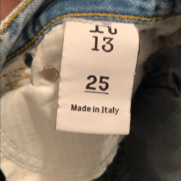 R13 Blue Shredded Slouch Shorts Size 25 - Picture 5 of 6